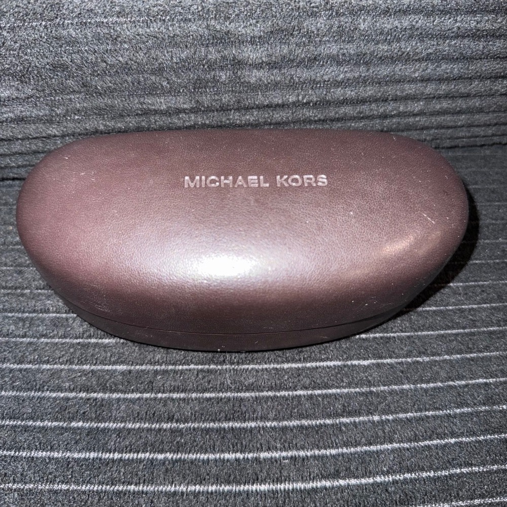Michael Kors Brown Hard Shell Sunglasses Case Eyewear Protector Clamshell Logo